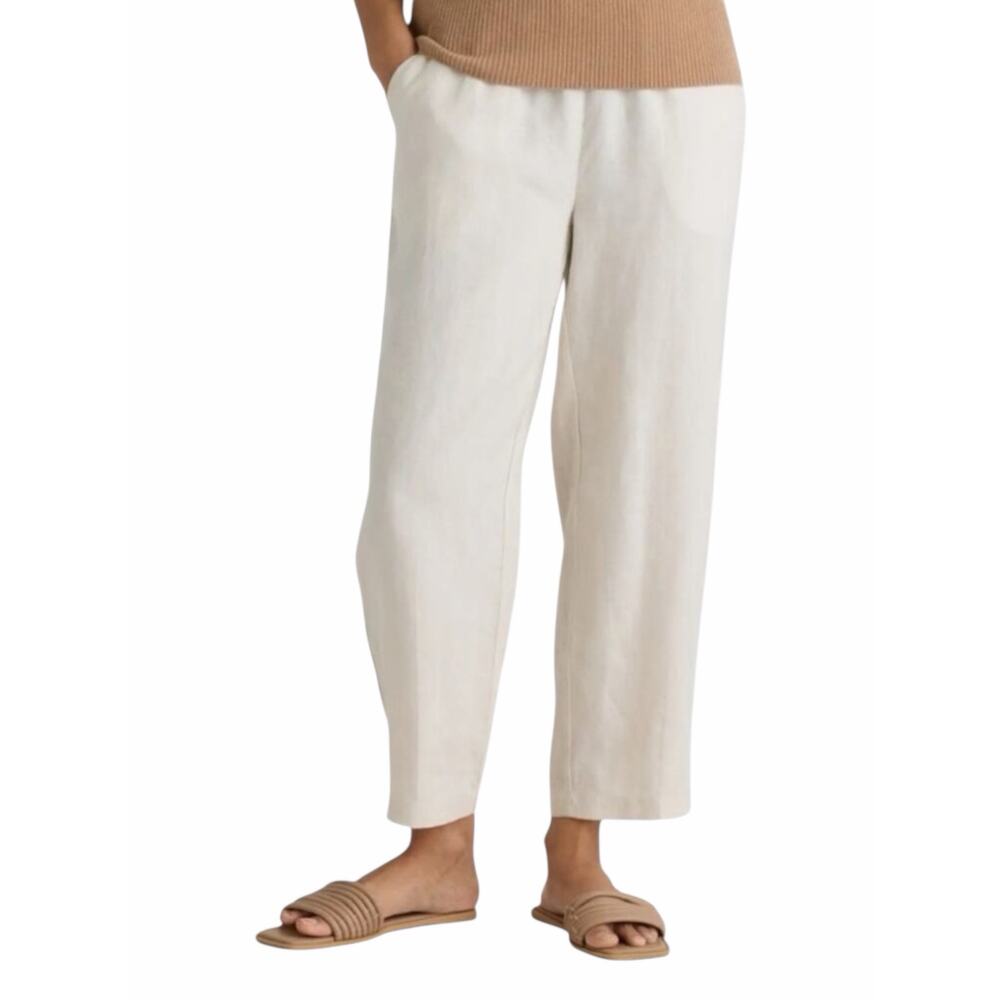 Quince 100% European Linen Drawstring Crop Pants Sand Beige Size XS